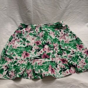 Tommy Bahama Green & Pink Tropical Ruffle Mini Skirt